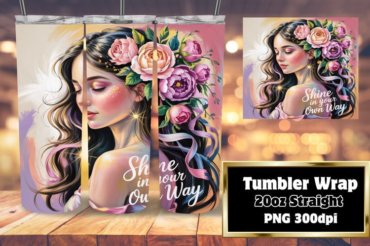 Colorful 20oz Tumbler Template , Girl Quote