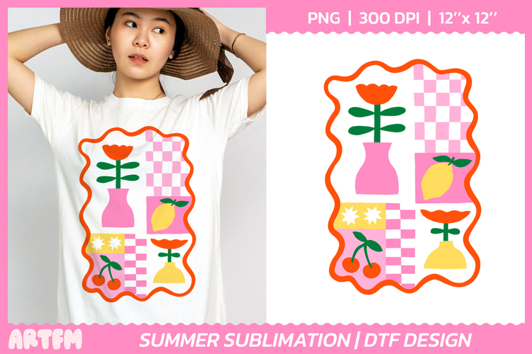 Summer Florals Sublimation Design | Retro Summer DTF Print