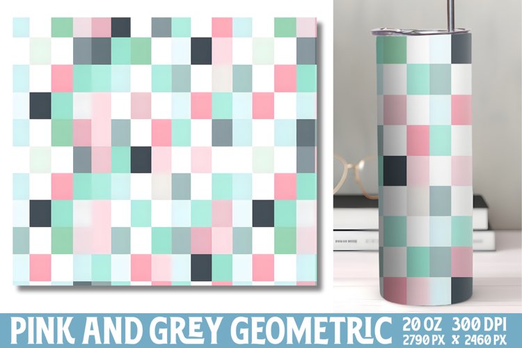 Pink and Grey Geometric Papers Tumbler Wrap