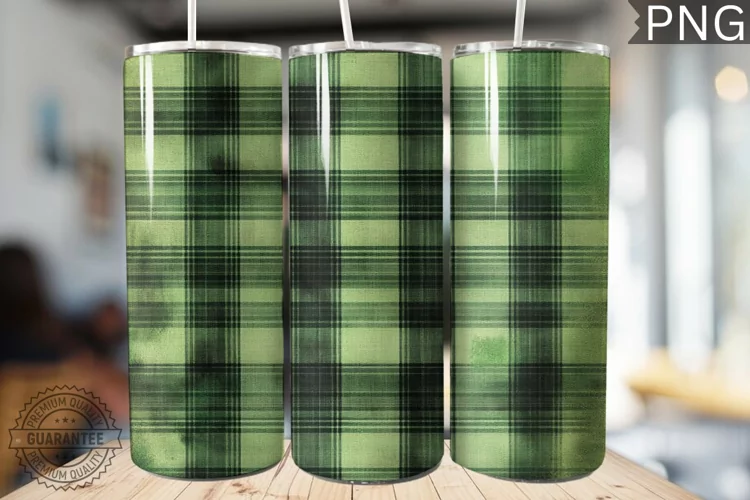 Green Plaid Tumbler Wrap - High Quality 300 Dpi