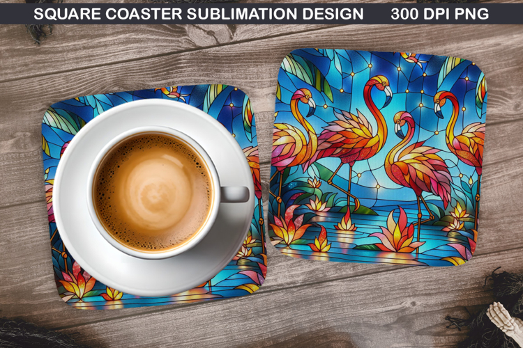 Flamingo Coaster Sublimation, Summer Coaster PNG Design