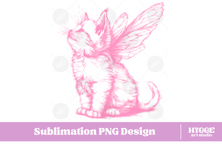 Vintage Funny Sarcastic Coquette Cat with Fairy Wings PNG