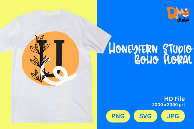 Honeyfern Studio Boho Floral Monogram
