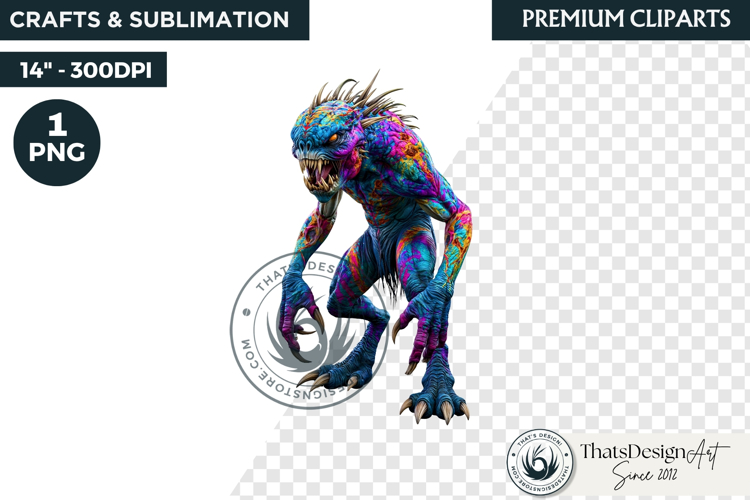 Halloween Acid Monster Clipart PNG Neon Fantasy Character