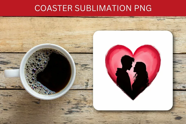 valentine square coaster - couple heart