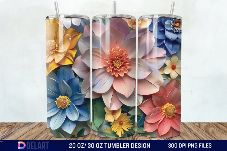 3D Painted Flower Tumbler Wrap example image 1