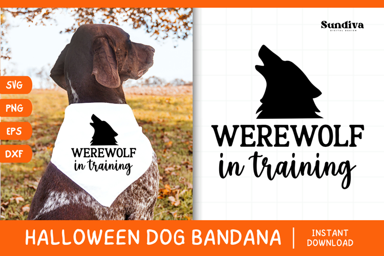 Funny Halloween Dog Bandana Quote SVG | Werewolf In Training