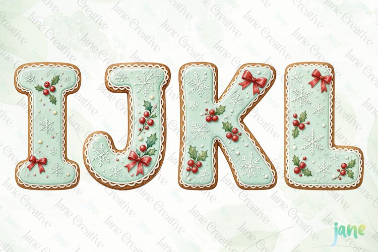 Mint Cookie Letters Clipart example image 1