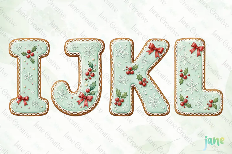 Mint Cookie Letters Clipart