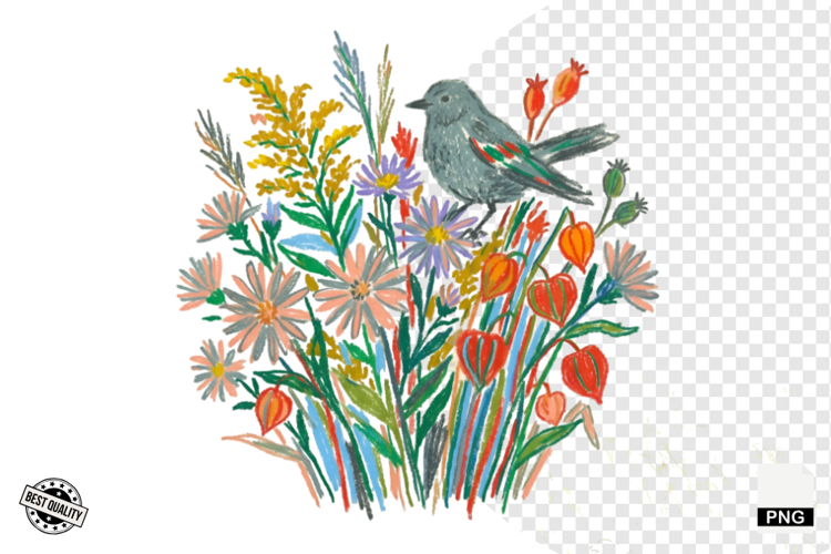 Autumn Wildflowers Meadow Clipart