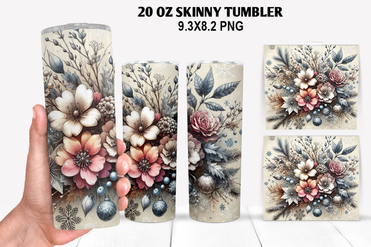 Flowers Skinny Tumbler 20oz Wrap Design, Spring Tumbler Wrap