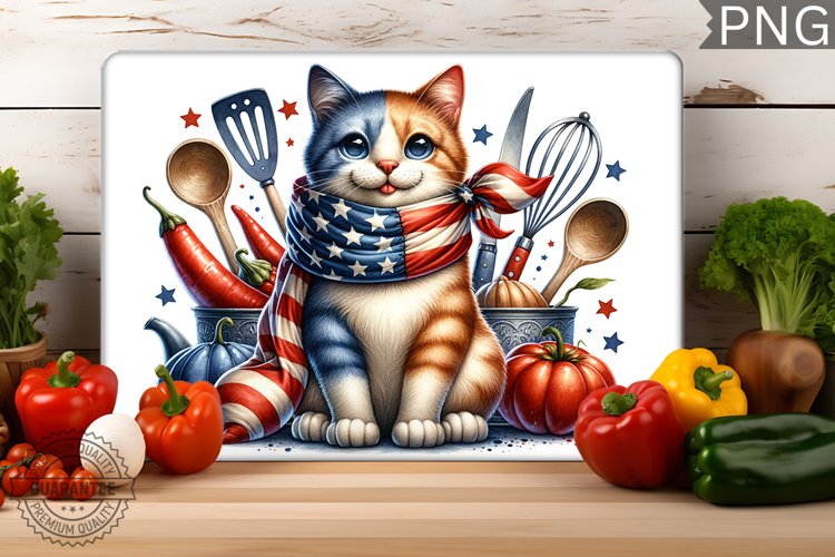 Cat kitchen Cutting Board - Patriotic Cutting Board