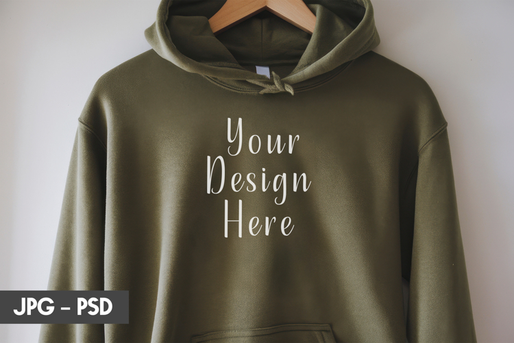 Olive Hoodie psd jpeg mockup