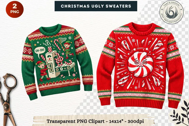 Christmas Ugly Sweaters Clipart Holiday Winter Sweater PNG