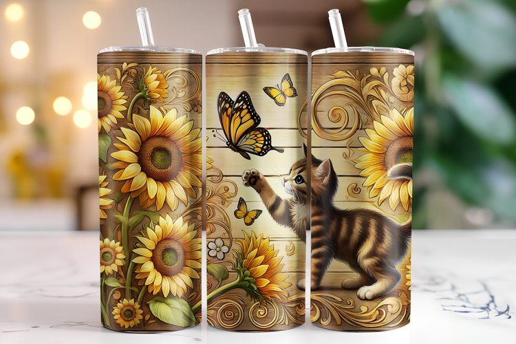 Cat Tumbler Wrap | Sublimation | Tumblers example image 1