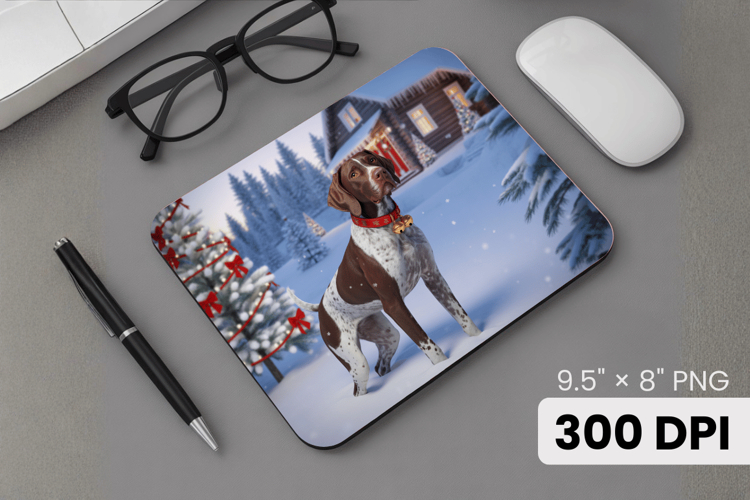 Winter Dog Christmas PNG, Icy Tree Mouse Pad Design