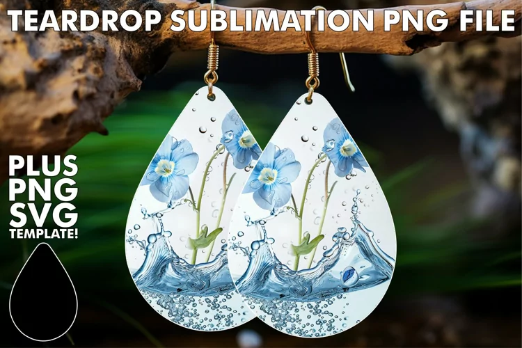 Floral Cascade: Sublimation Teardrop Earrings Designs