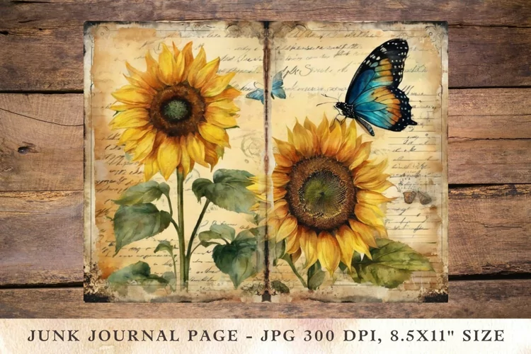 Printable Junk Journal Pages sunflower 3