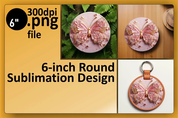 Sparkling 3D Butterfly: Glossy Sublimation Design