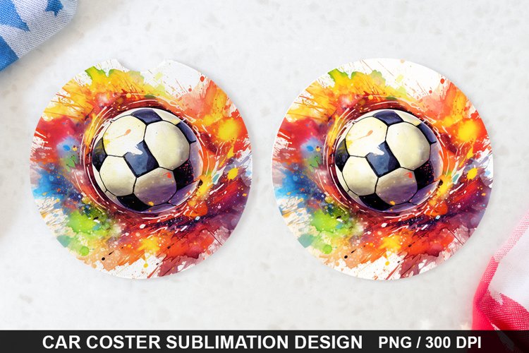 Soccer Ball Car Coaster - Coaster Sublimation Design