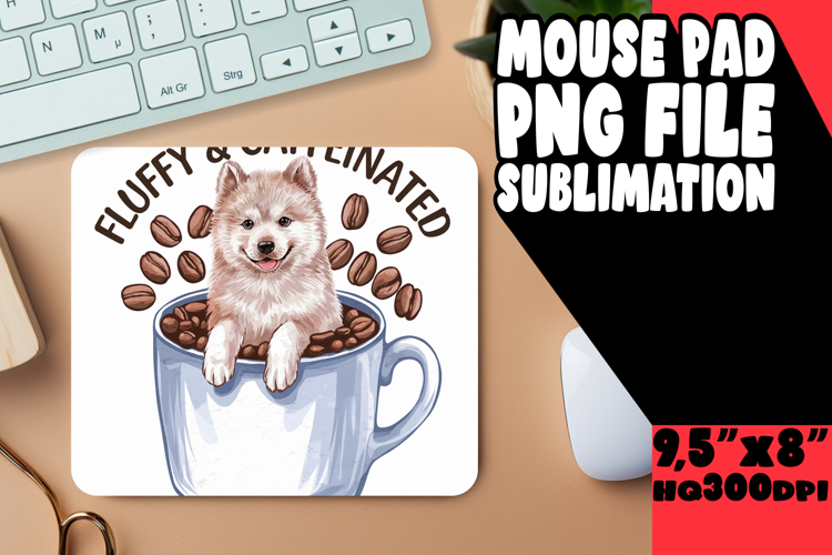 CHEERFUL desk mat Fun Sublimation, Coffee Dog