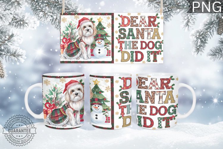 Dear Santa The Dog Mug Wrap - Christmas Mug Sublimation