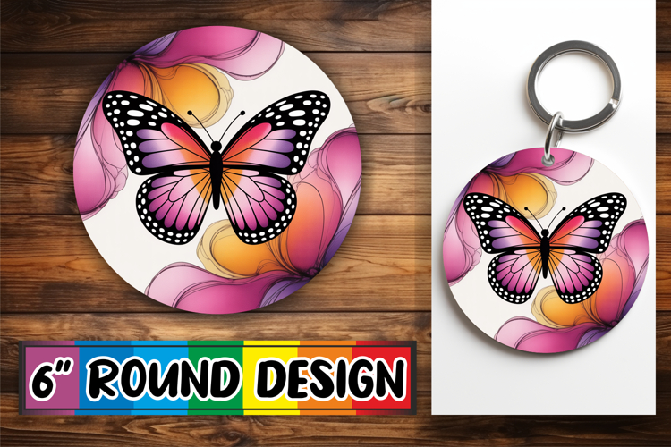 Blissful Keychain Sublimation PNG, Butterfly