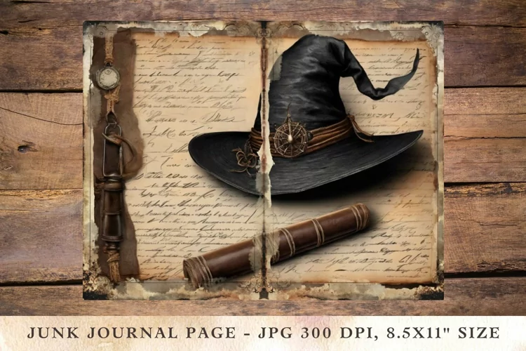 Printable Junk Journal Pages halloween witch hat 2