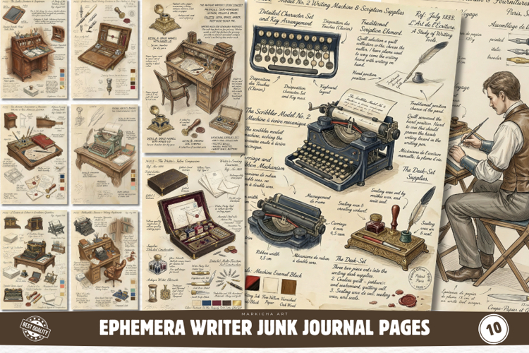 Ephemera Writer Junk Journal Pages - Junk Journal Pack