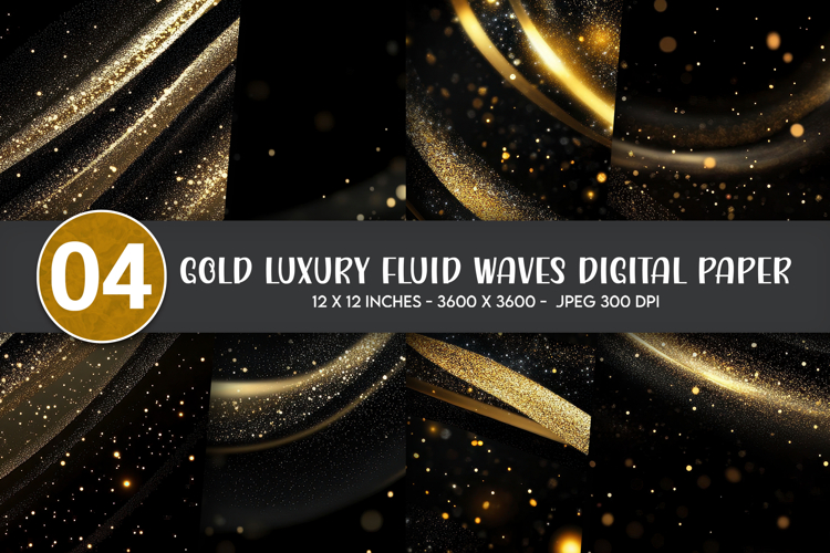 Gold Luxury Fluid Waves Digital Paper