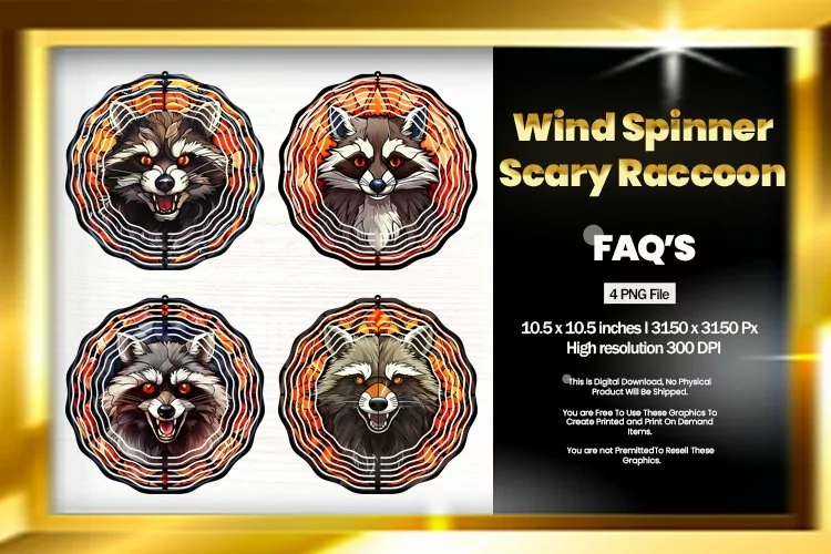 scary Raccoon Wind Spinner Sublimation - 04 Variations