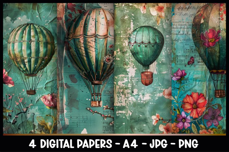 4 Vintage Travel Digital Papers I Junk Journal Page