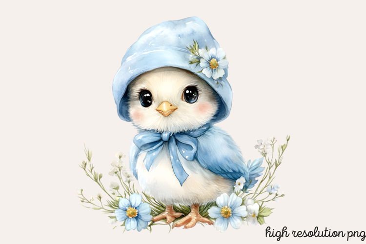 Baby Blue Easter Watercolor Clipart PNG