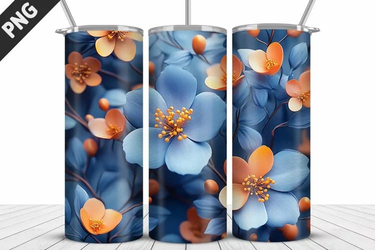 3D Daisy Flowers 20oz Tumbler Wrap | Sublimation Design