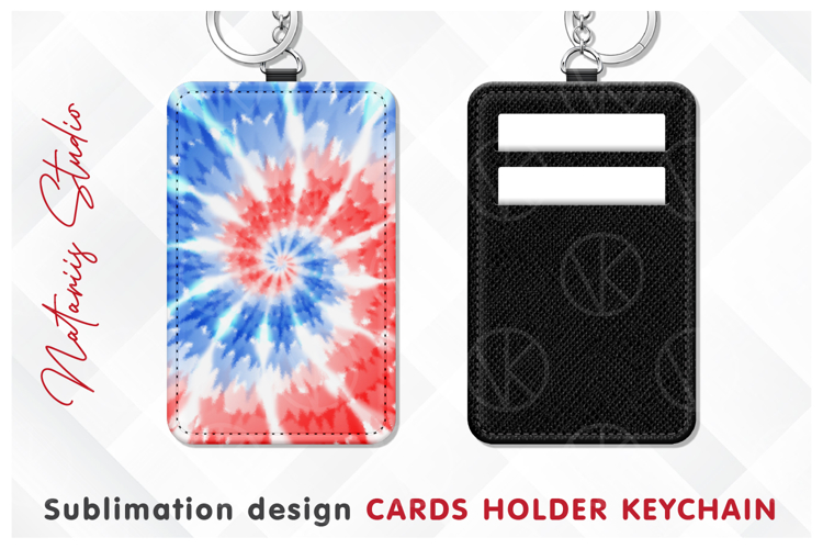 Vibrant Tie Dye Pattern - Sublimation Cards Holder Keychain.