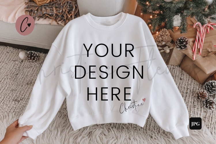 White Christmas Sweatshirt Flatlay Mockup