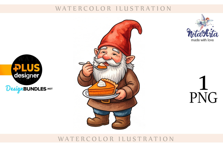 Gnomes with Pumpkin Harvest in Watercolor Style
