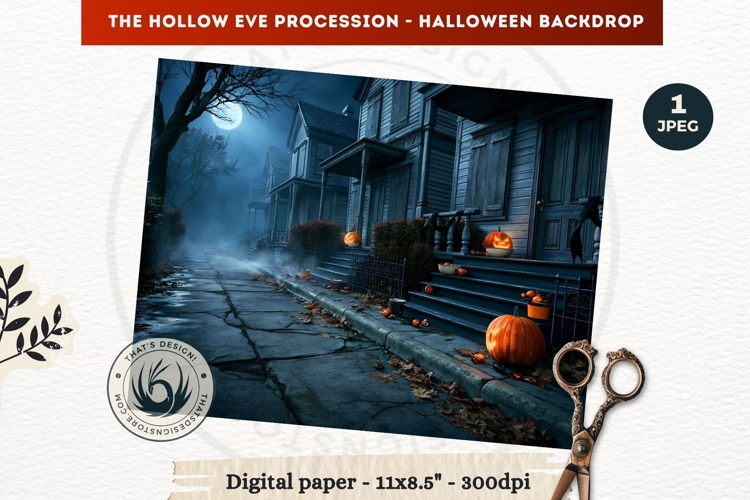 Gothic Halloween background - Hollow Eve Procession Backdrop