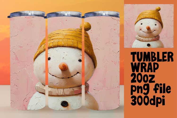 Winter Holiday Snowman Tumbler Wrap - Cute Sublimation 20oz