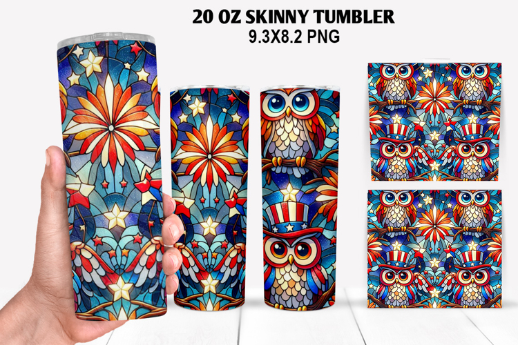 Owls Skinny Tumbler 20oz Wrap Design,4th of july Tumbler PNG