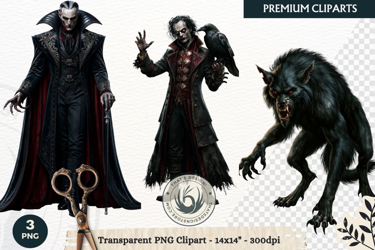 Dark Fantasy Halloween Horror Clipart PNG, Gothic Monster