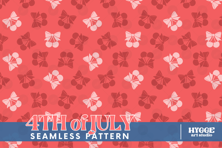 American 4th of July Coquette Cherry Bow Seamless Pattern