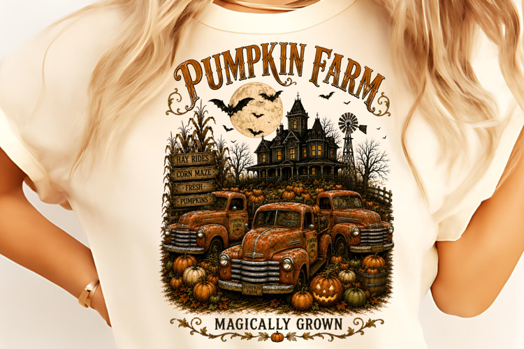 Pumpkin Farm PNG, Halloween Sublimation, Autumn Sublimation