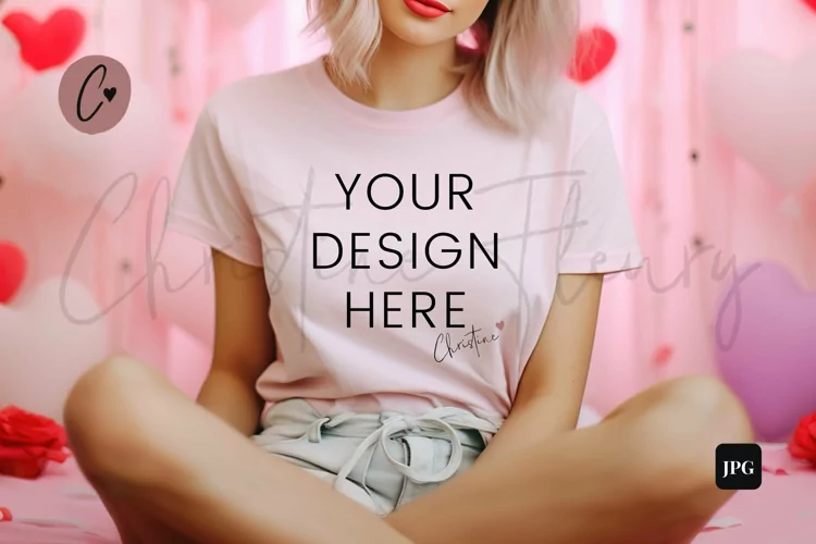 Valentine's Day Bella Canvas 3001 Pink Mockup