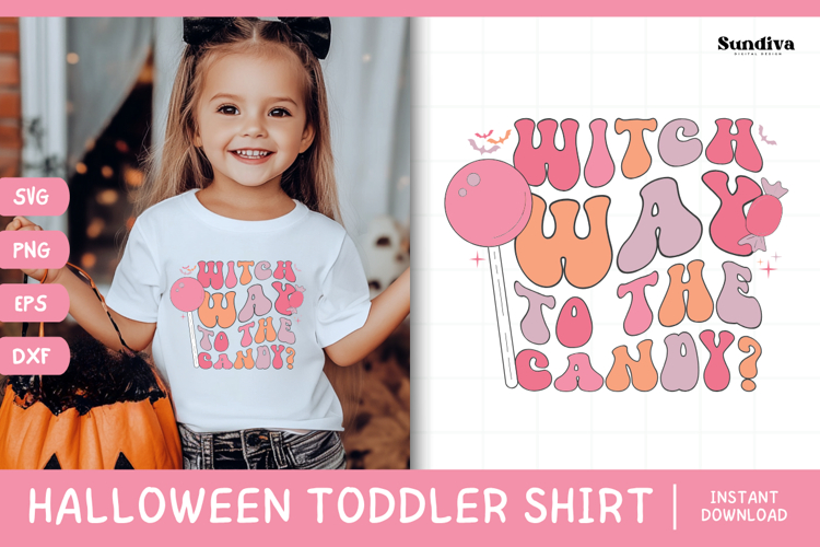 Funny Halloween Toddler Shirt Quote SVG | Witch Way Candy