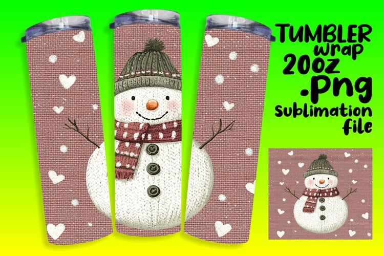 20oz Tumbler Design for Sublimation , Snowman