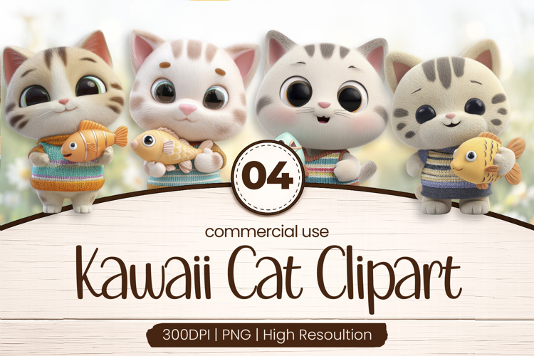 Playful Kawaii Kitten Friends Clipart Sublimation PNG
