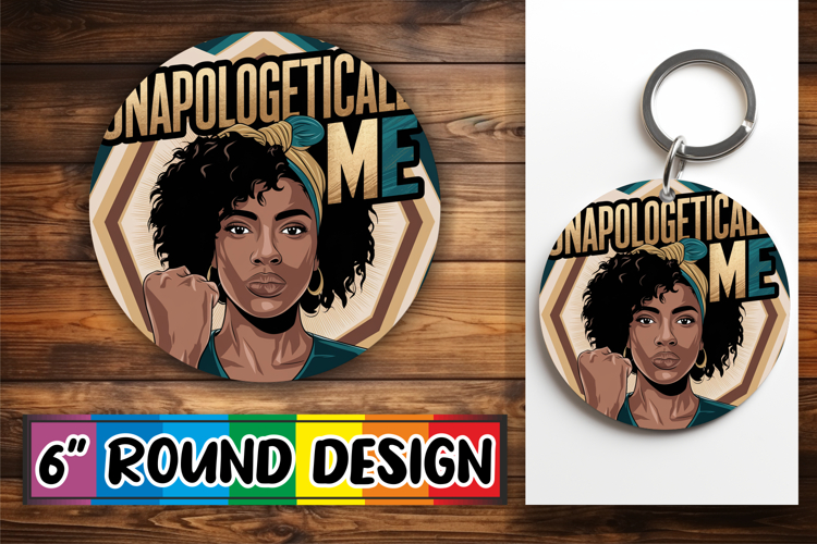 Timeless Keychain Circle Design, Black Woman