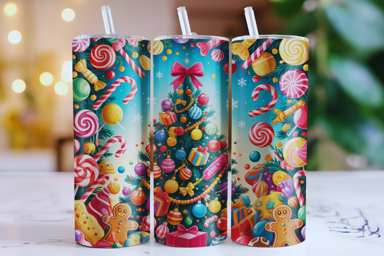 Merry Christmas Tree Tumbler Wrap | Christmas Wrap