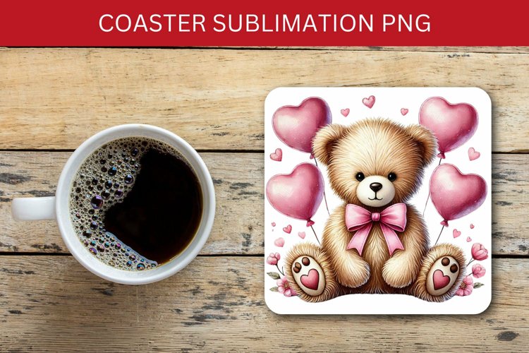 valentine square coaster - teddy bears